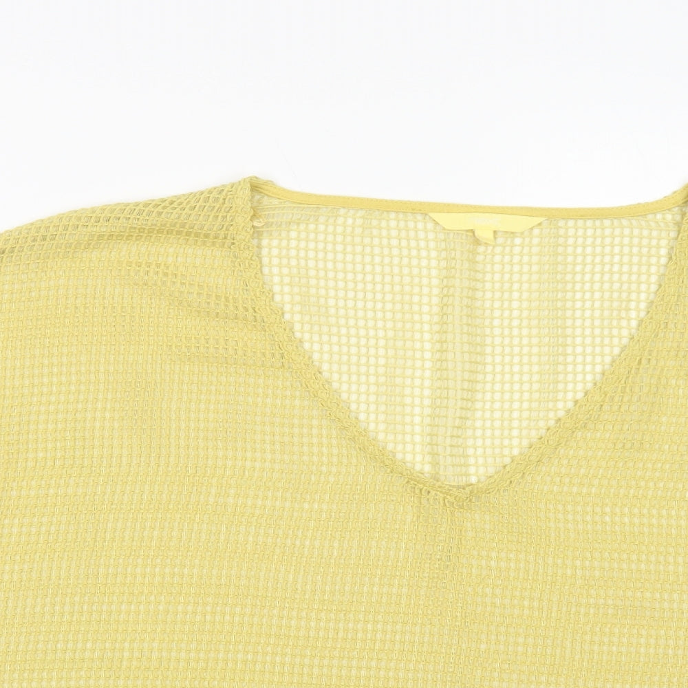 NEXT Womens Yellow  Polyester Basic Blouse Size 8 V-Neck
