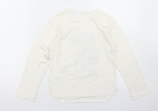 H&M Girls White  Polyester Basic T-Shirt Size 9-10 Years Round Neck  - Fun All Day