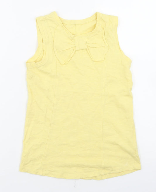 Dunnes Stores Girls Yellow  Cotton Basic Tank Size 9 Years Round Neck
