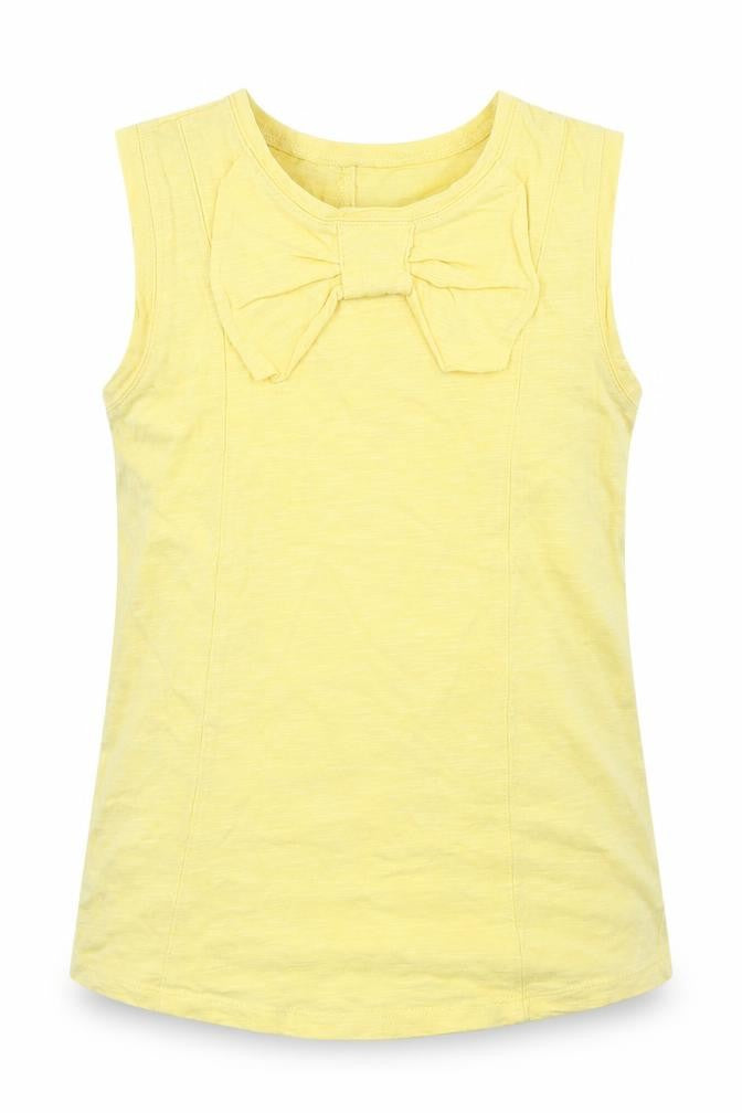 Dunnes Girls Yellow  Cotton Basic Tank Size 9 Years Round Neck