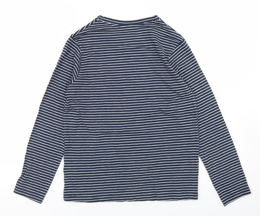 Outfit Girls Blue Striped Cotton Basic T-Shirt Size 11 Years Round Neck
