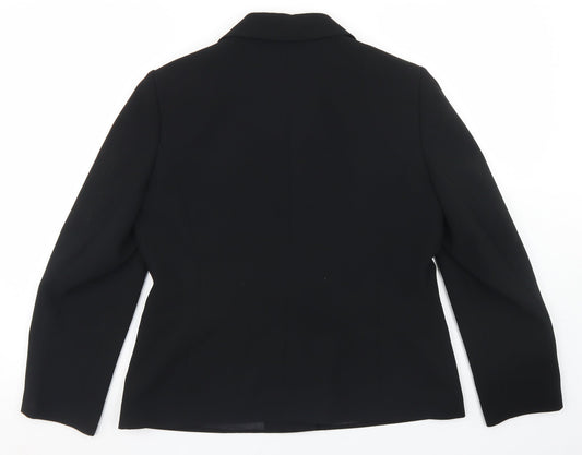 Preworn Womens Black  Polyester Jacket Blazer Size 14
