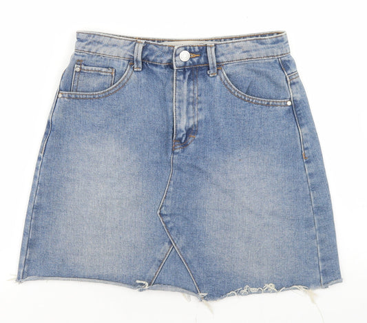 Denim Co Womens Blue  Cotton A-Line Skirt Size 6   Button