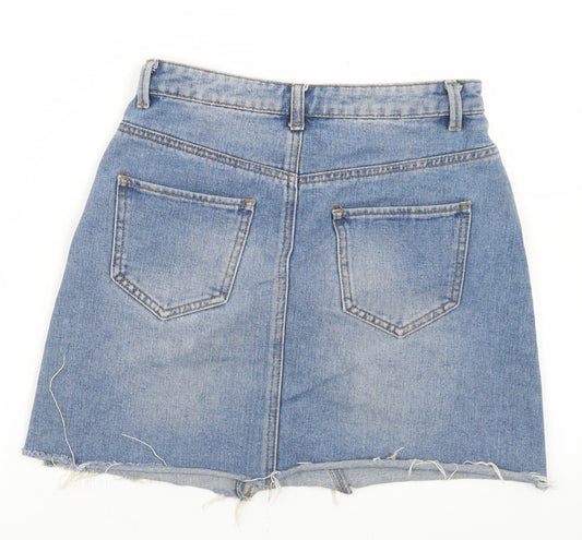 Denim Co Womens Blue  Cotton A-Line Skirt Size 6   Button