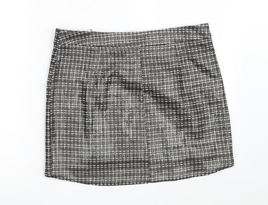Topshop Womens Black  Acrylic Mini Skirt Size 14   Zip