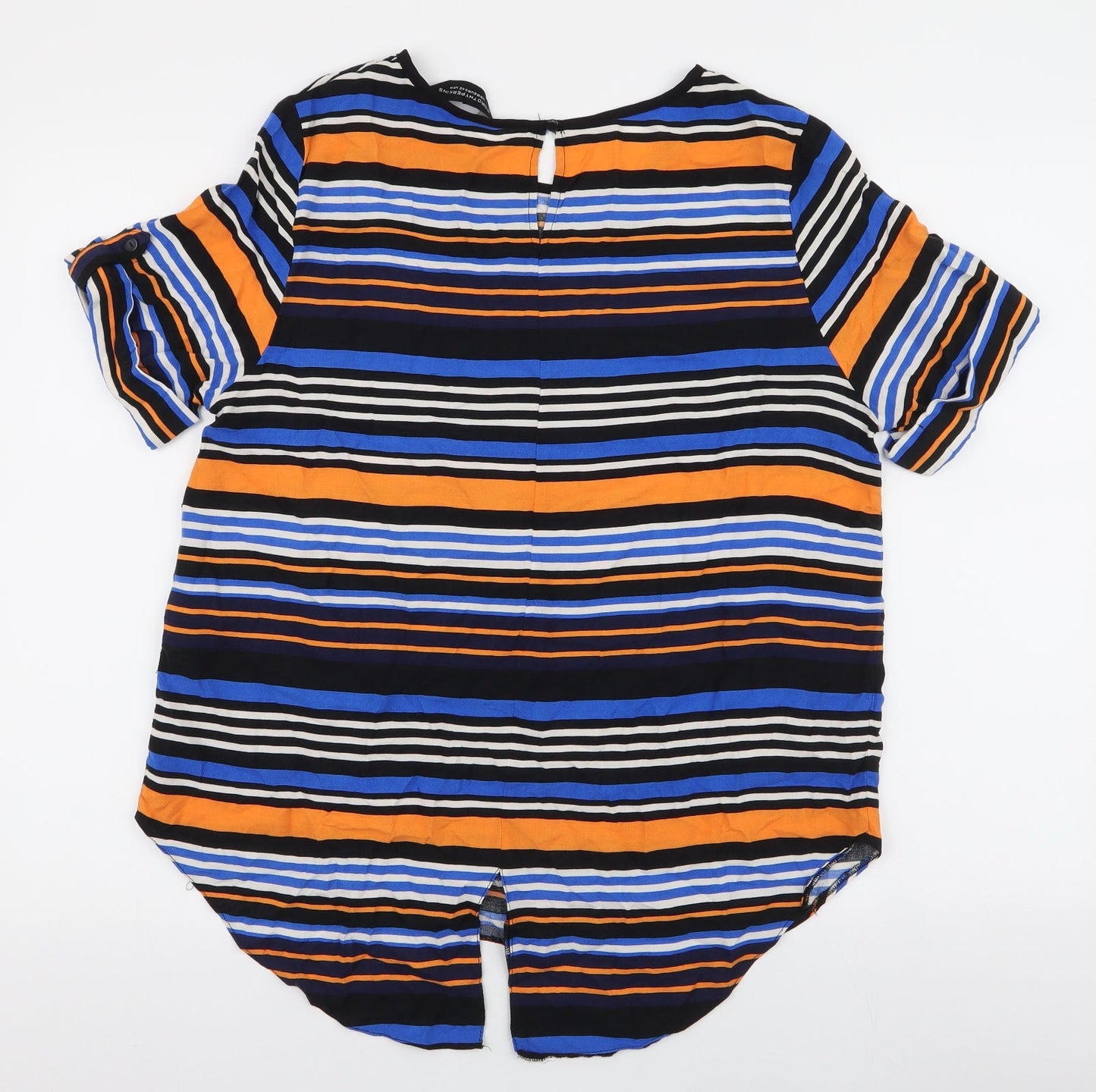 Dorothy Perkins Womens Multicoloured Striped Polyester Basic Blouse Size 14 Round Neck