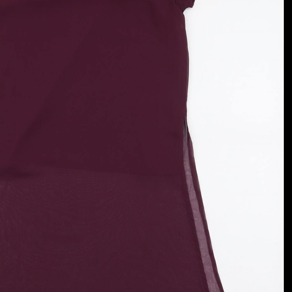 A&G Womens Purple  Polyester Basic Blouse Size M Round Neck