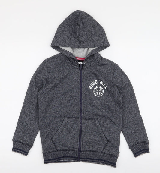 Okaidi Boys Blue  Cotton Full Zip Hoodie Size 10 Years  Zip