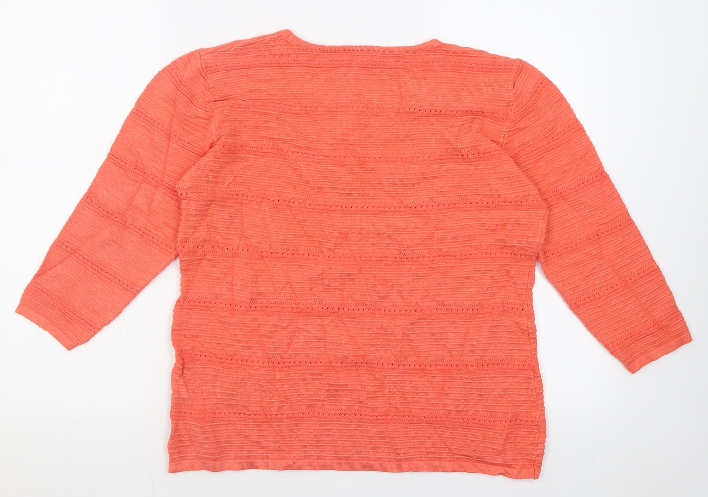 Preworn Womens Pink Crew Neck Striped Viscose Pullover Jumper Size M