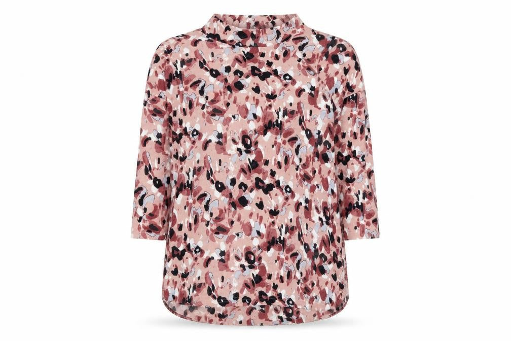 Marks and Spencer Womens Pink High Neck Floral Polyester Pullover Jumper Size 8