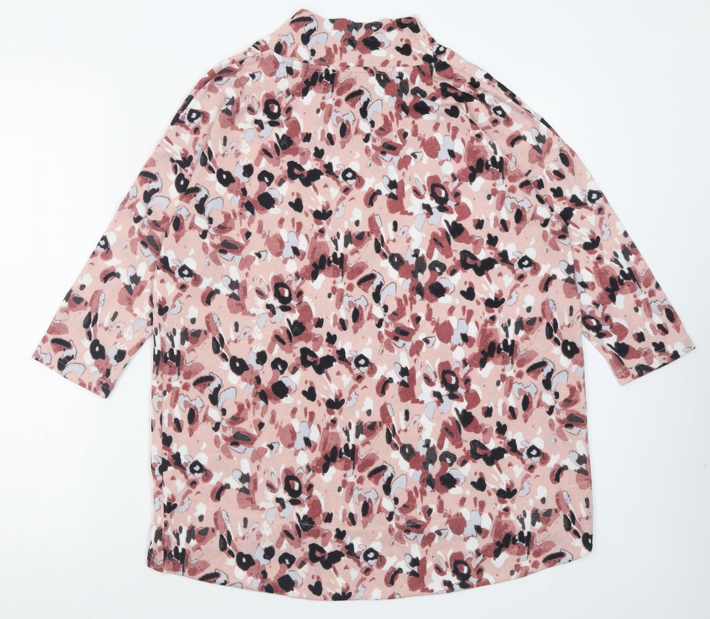 Marks and Spencer Womens Pink High Neck Floral Polyester Pullover Jumper Size 8