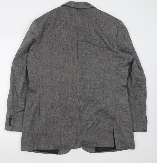 Marks and Spencer Mens Grey Plaid Wool Jacket Suit Jacket Size 42
