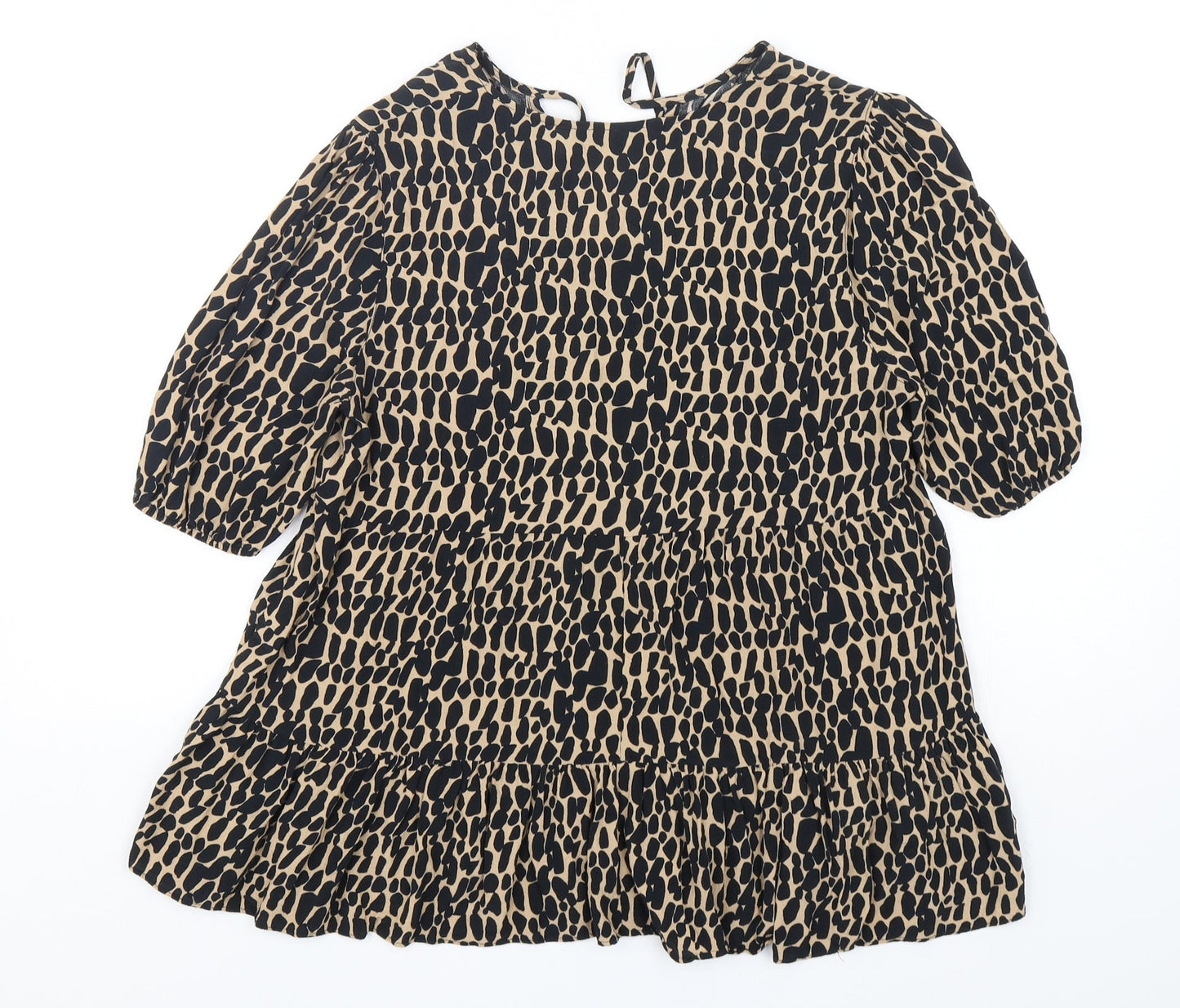 F&F Womens Multicoloured Animal Print Viscose Basic Blouse Size 8 V-Neck