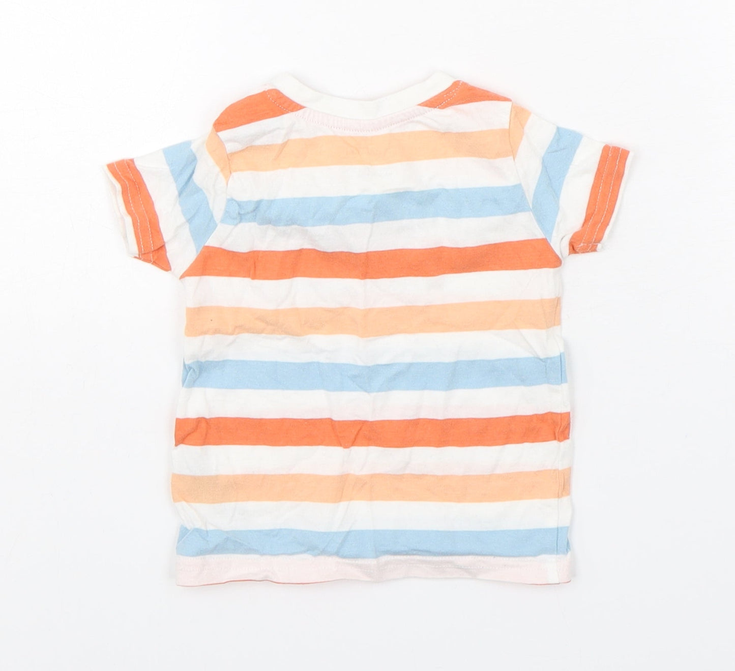 Primark Boys Multicoloured Striped Cotton Basic T-Shirt Size 6-9 Months Round Neck Pullover