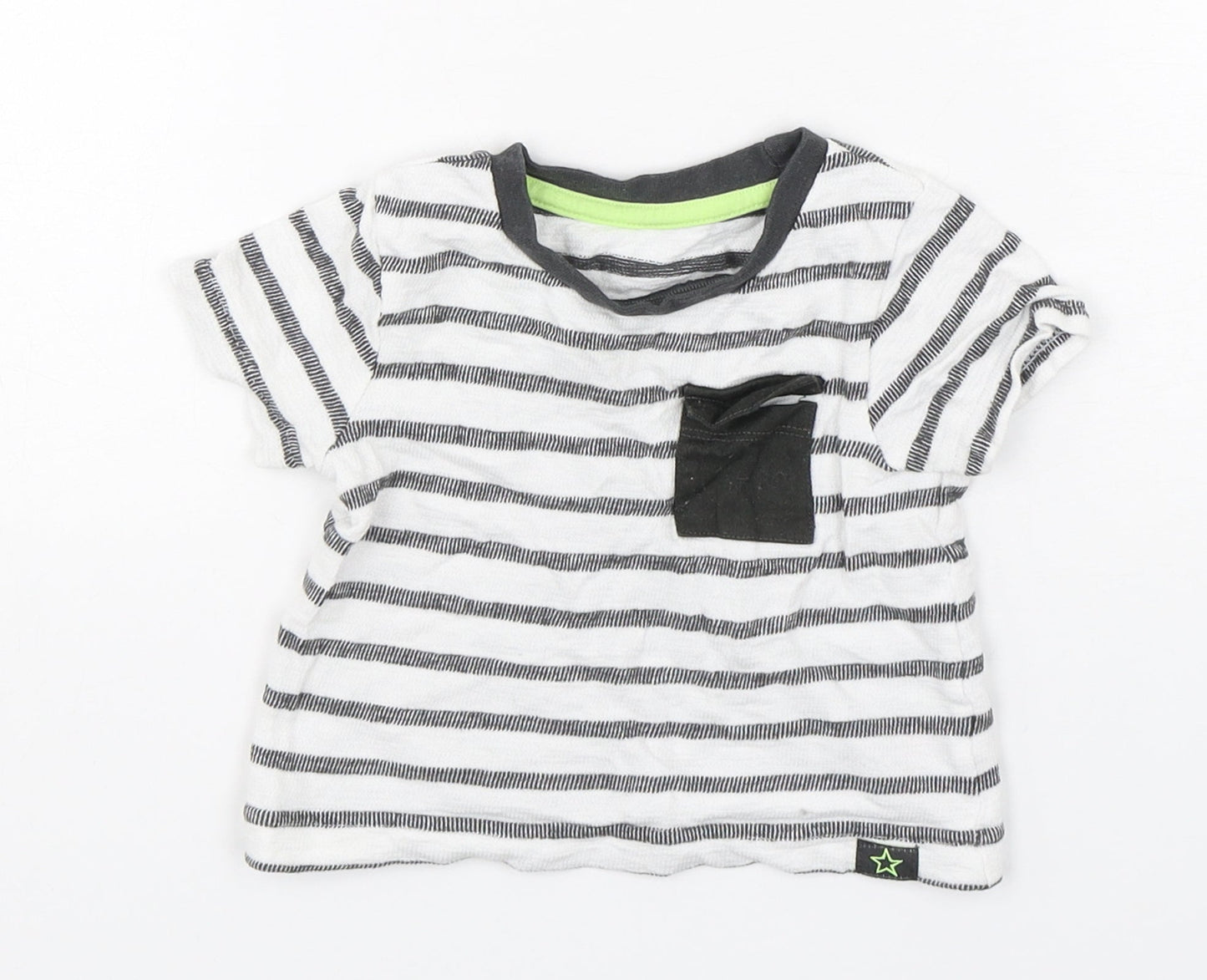 Dunnes Stores Boys Multicoloured Striped Cotton Basic T-Shirt Size 6-9 Months Round Neck Pullover
