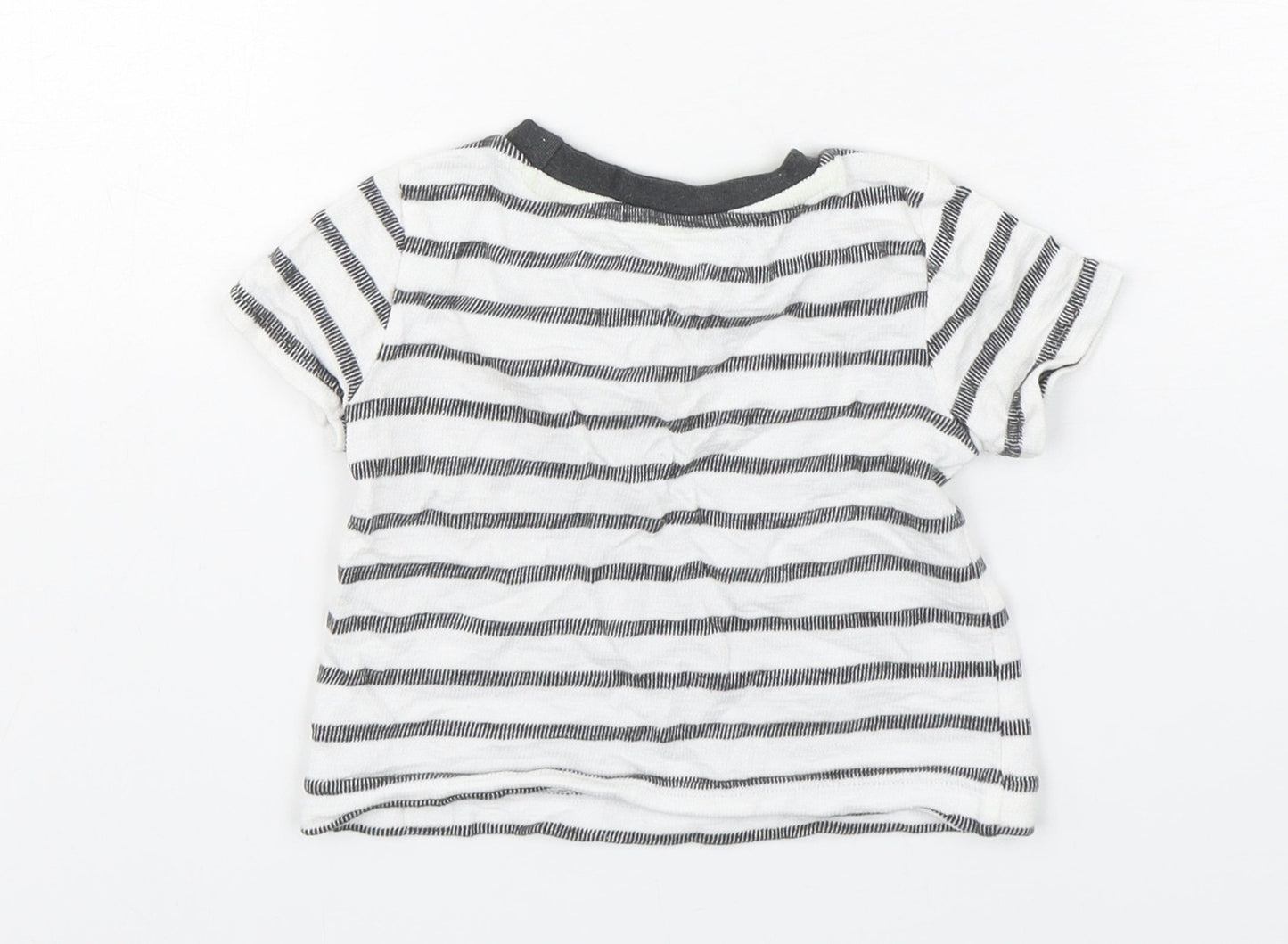 Dunnes Stores Boys Multicoloured Striped Cotton Basic T-Shirt Size 6-9 Months Round Neck Pullover