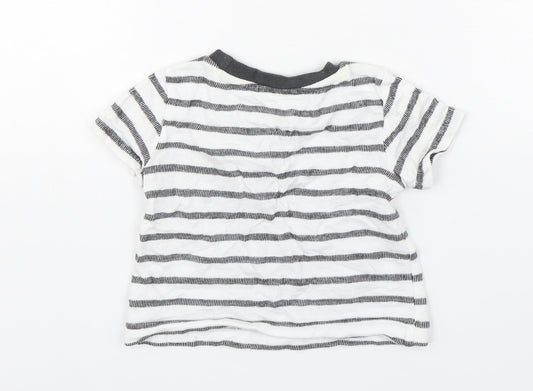Dunnes Stores Boys Multicoloured Striped Cotton Basic T-Shirt Size 6-9 Months Round Neck Pullover