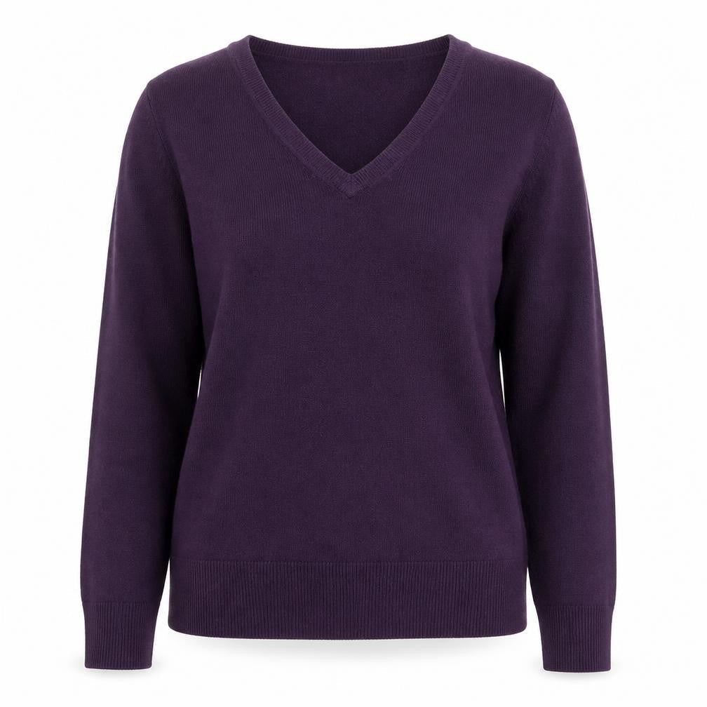 M&Co Womens Purple V-Neck  Acrylic Pullover Jumper Size 6