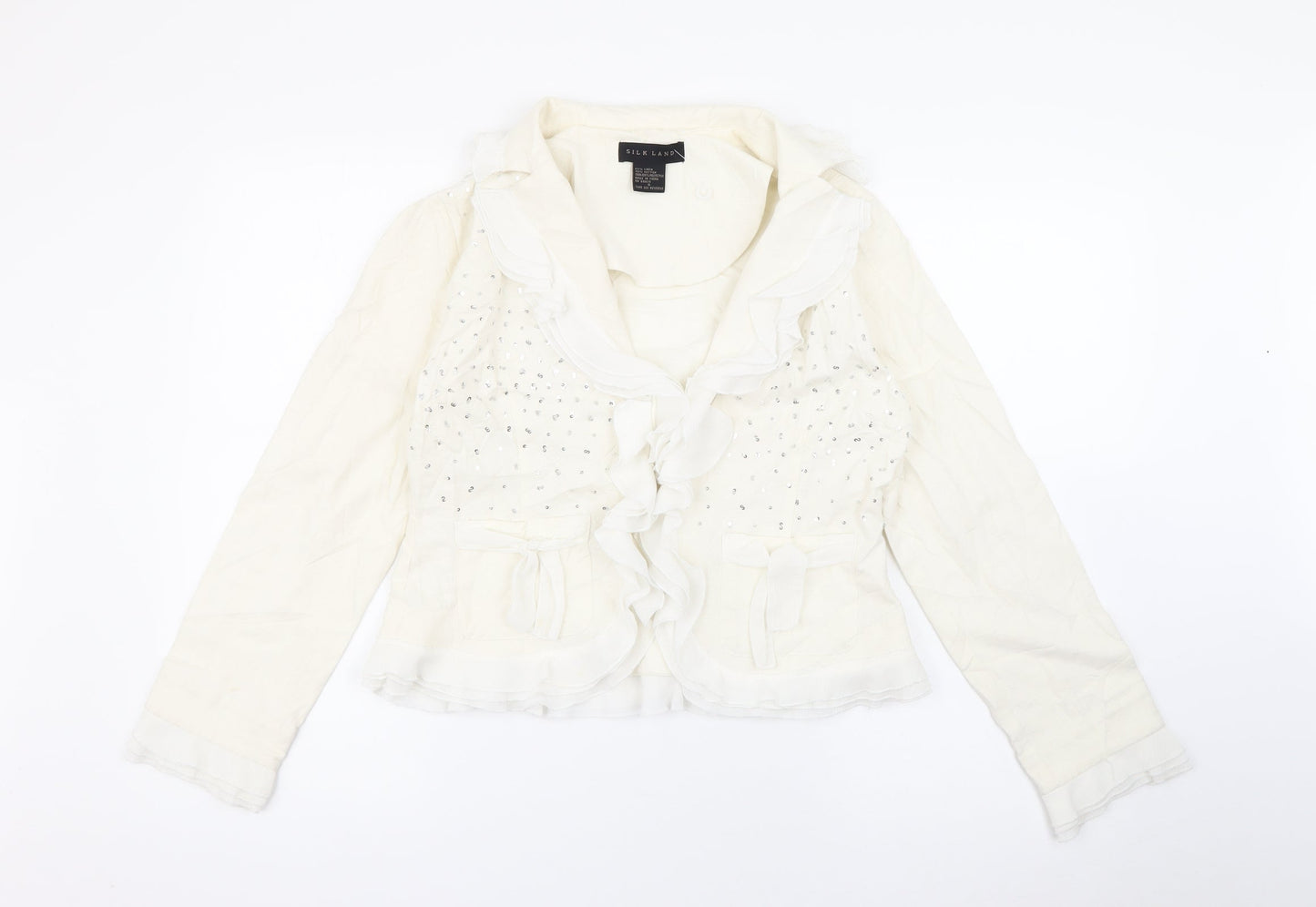 Silkland Womens Ivory   Jacket  Size 6  Hook & Eye