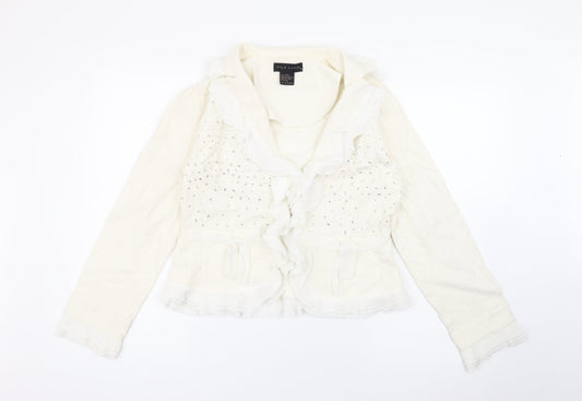 Silkland Womens Ivory   Jacket  Size 6  Hook & Eye
