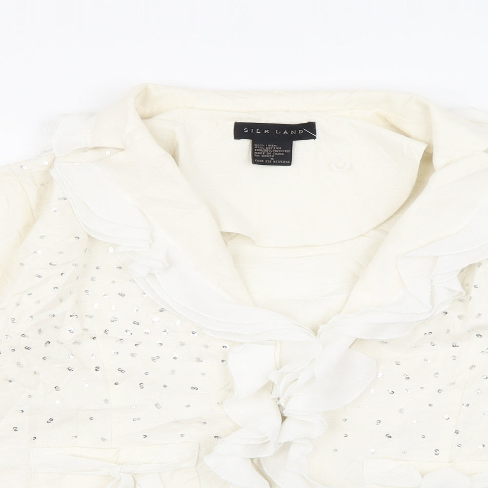 Silkland Womens Ivory   Jacket  Size 6  Hook & Eye