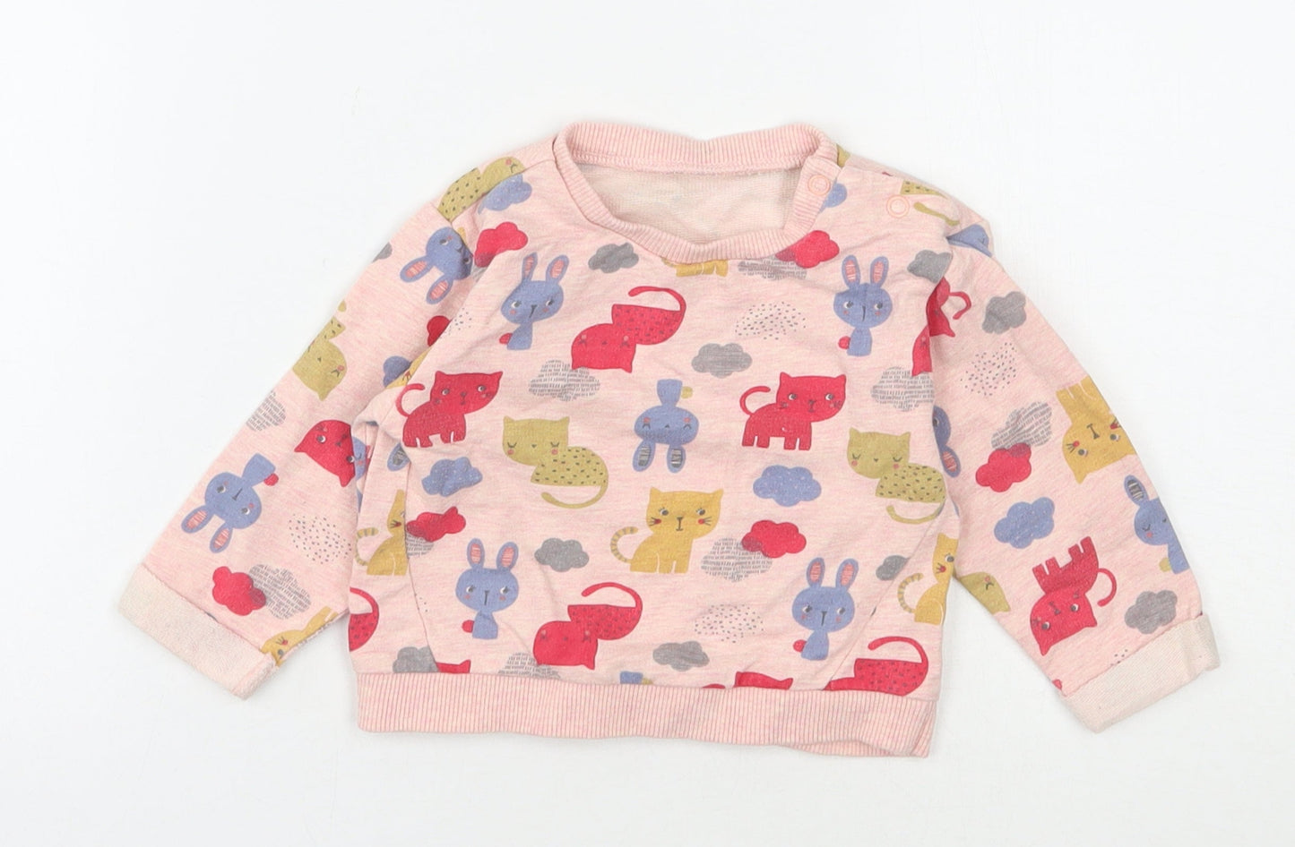 Nutmeg Girls Pink  100% Cotton Basic Casual Size 6-9 Months Round Neck Pullover