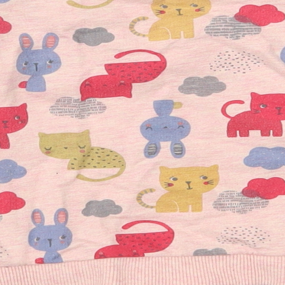 Nutmeg Girls Pink  100% Cotton Basic Casual Size 6-9 Months Round Neck Pullover