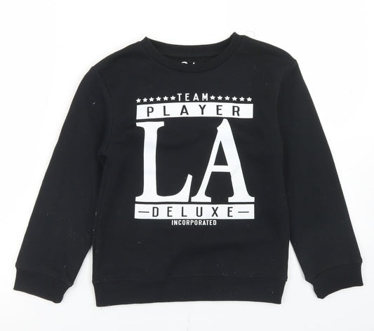 Rebel Boys Black  Polyester Pullover Sweatshirt Size 8-9 Years   - Team Player