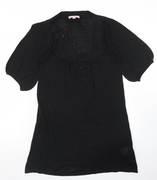 Nouveau Luxe Womens Black Scoop Neck  Viscose Tunic Jumper Size 12