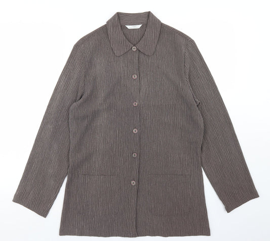 Marks and Spencer Womens Brown  Polyester Basic Button-Up Size 10 Collared