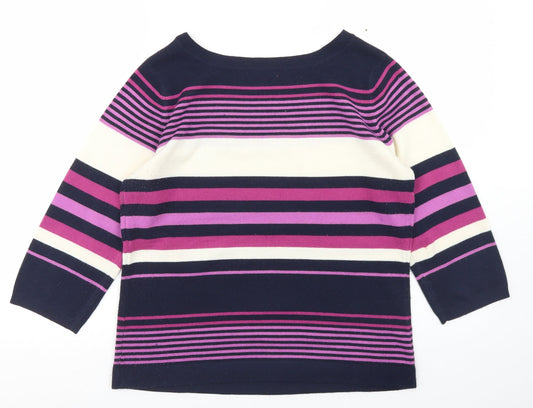 Papaya Womens Multicoloured Round Neck Striped Acrylic Pullover Jumper Size 14