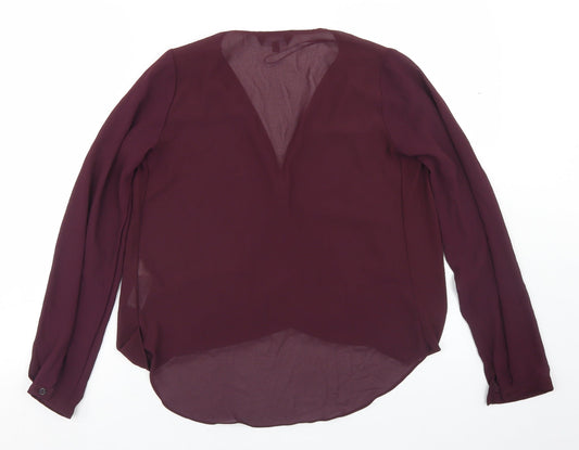 New Look Womens Purple  Polyester Basic Blouse Size 8 V-Neck