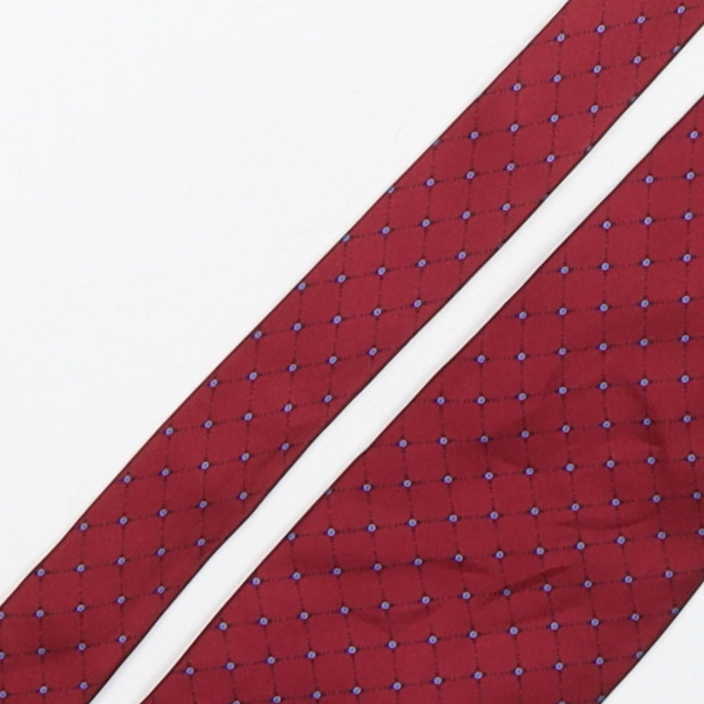 Osborne Mens Red Geometric Silk Pointed Tie One Size