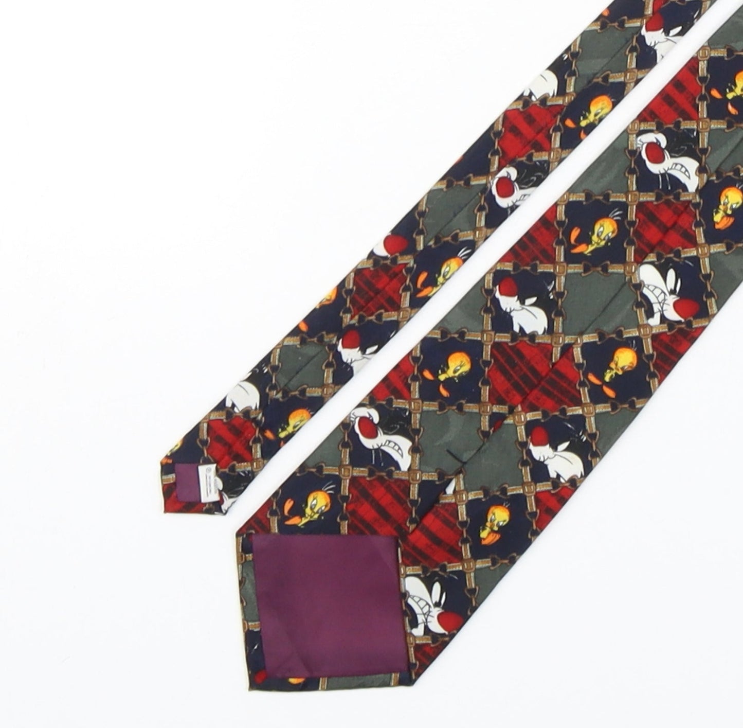 BHS Mens Multicoloured Geometric Polyester Pointed Tie One Size - Tweety Bird