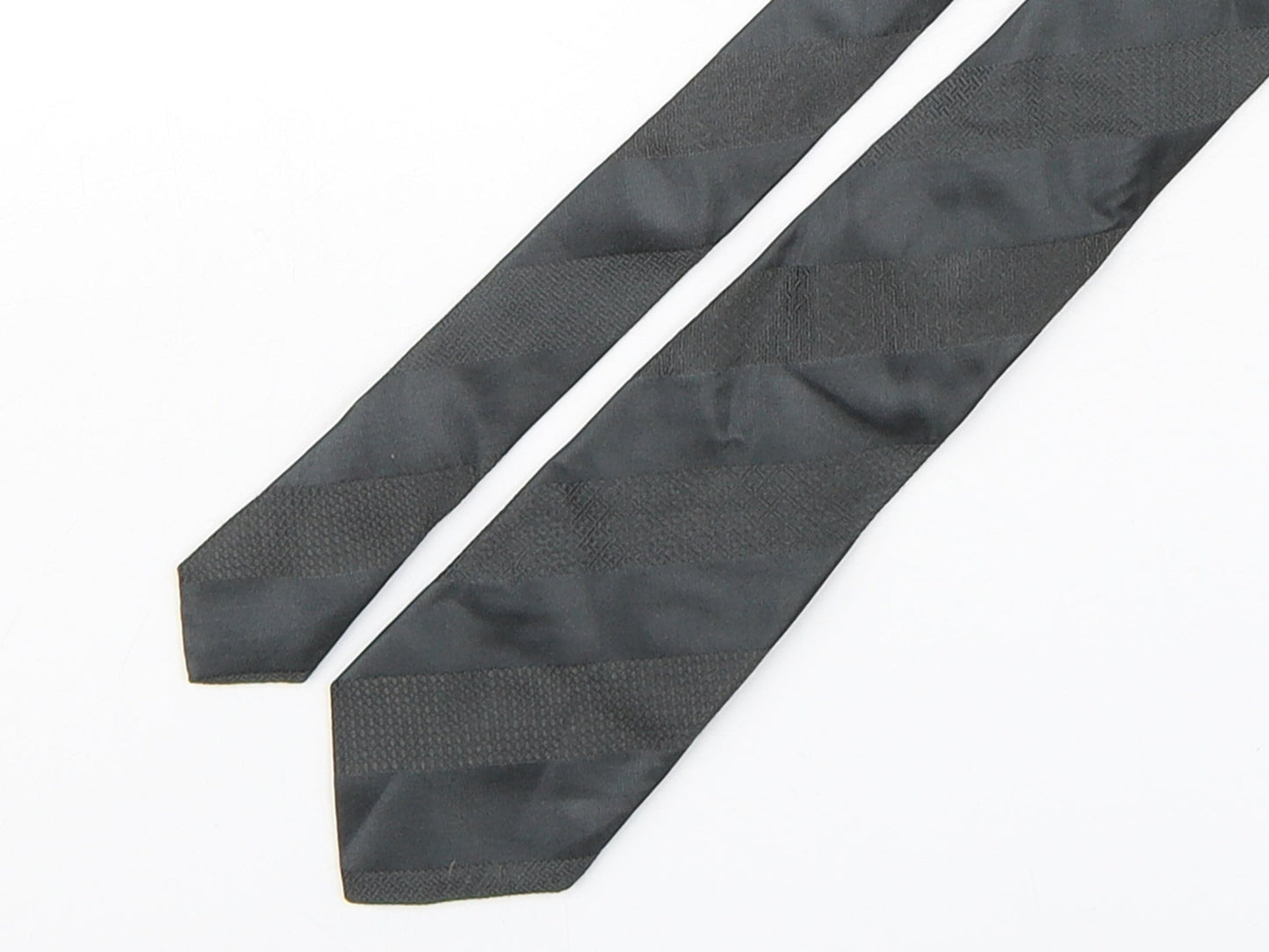 Messori Mens Grey Striped Polyester Pointed Tie One Size