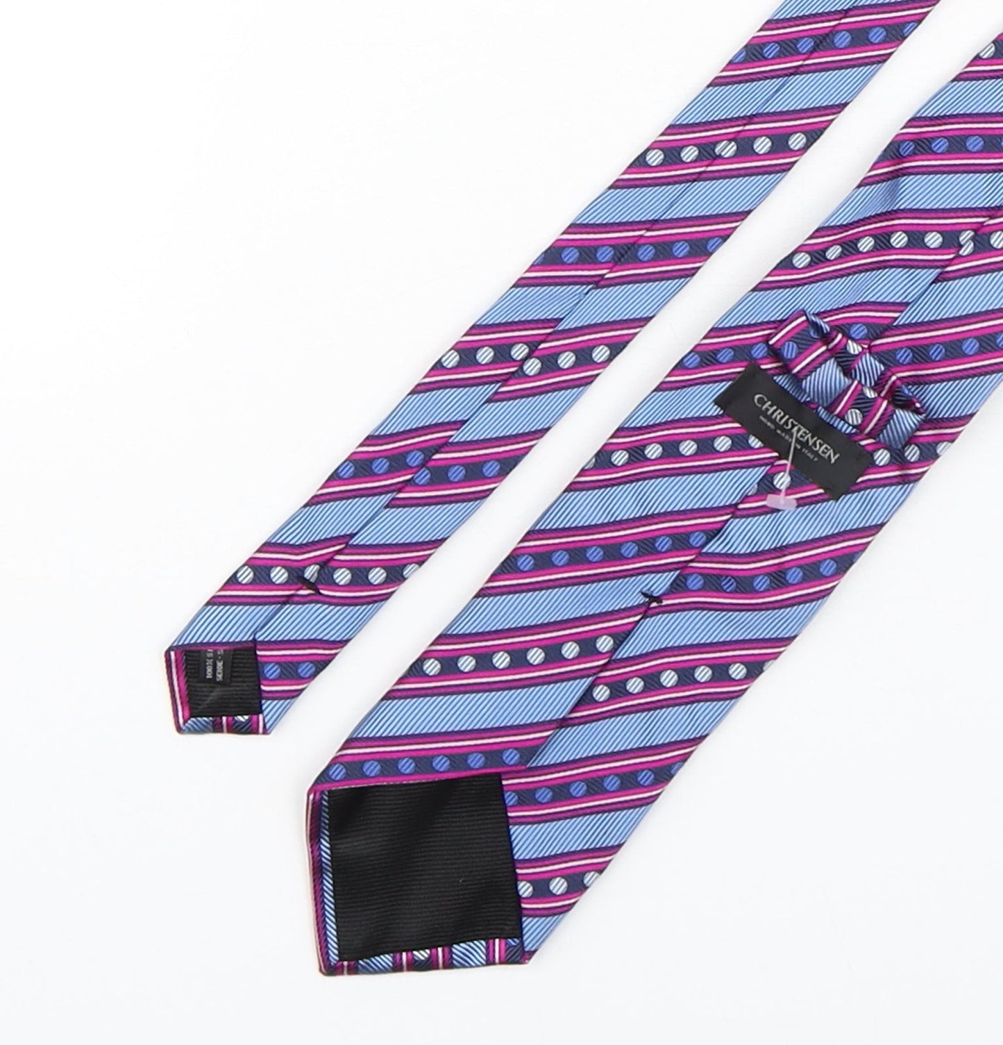 Christensen Mens Multicoloured Striped Silk Pointed Tie One Size