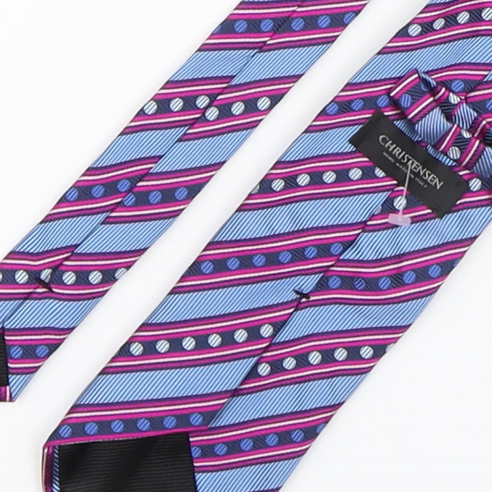 Christensen Mens Multicoloured Striped Silk Pointed Tie One Size