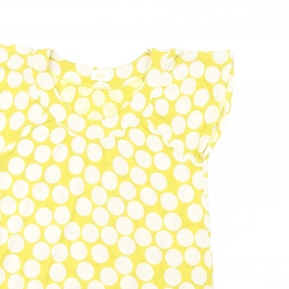 NEXT Womens Green Polka Dot Lyocell Tunic Blouse Size 14 Scoop Neck