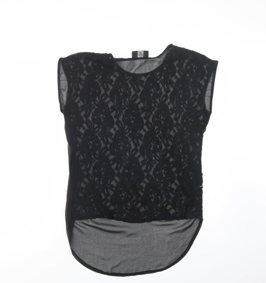 AX Paris Womens Black  Polyester Basic Blouse Size 10 Crew Neck