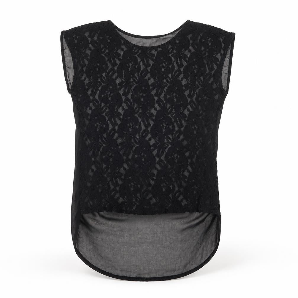 AX Paris Womens Black  Polyester Basic Blouse Size 10 Crew Neck