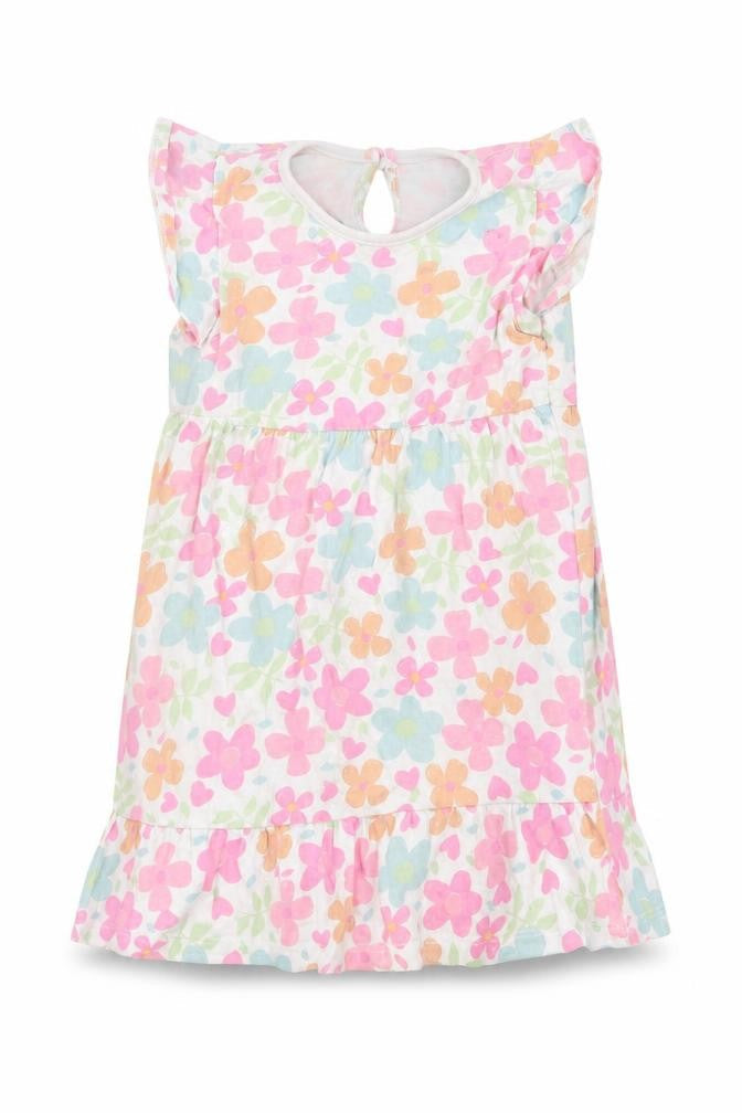 Dunnes Baby Multicoloured Floral Cotton Fit & Flare  Size 18-24 Months  Crew Neck Button