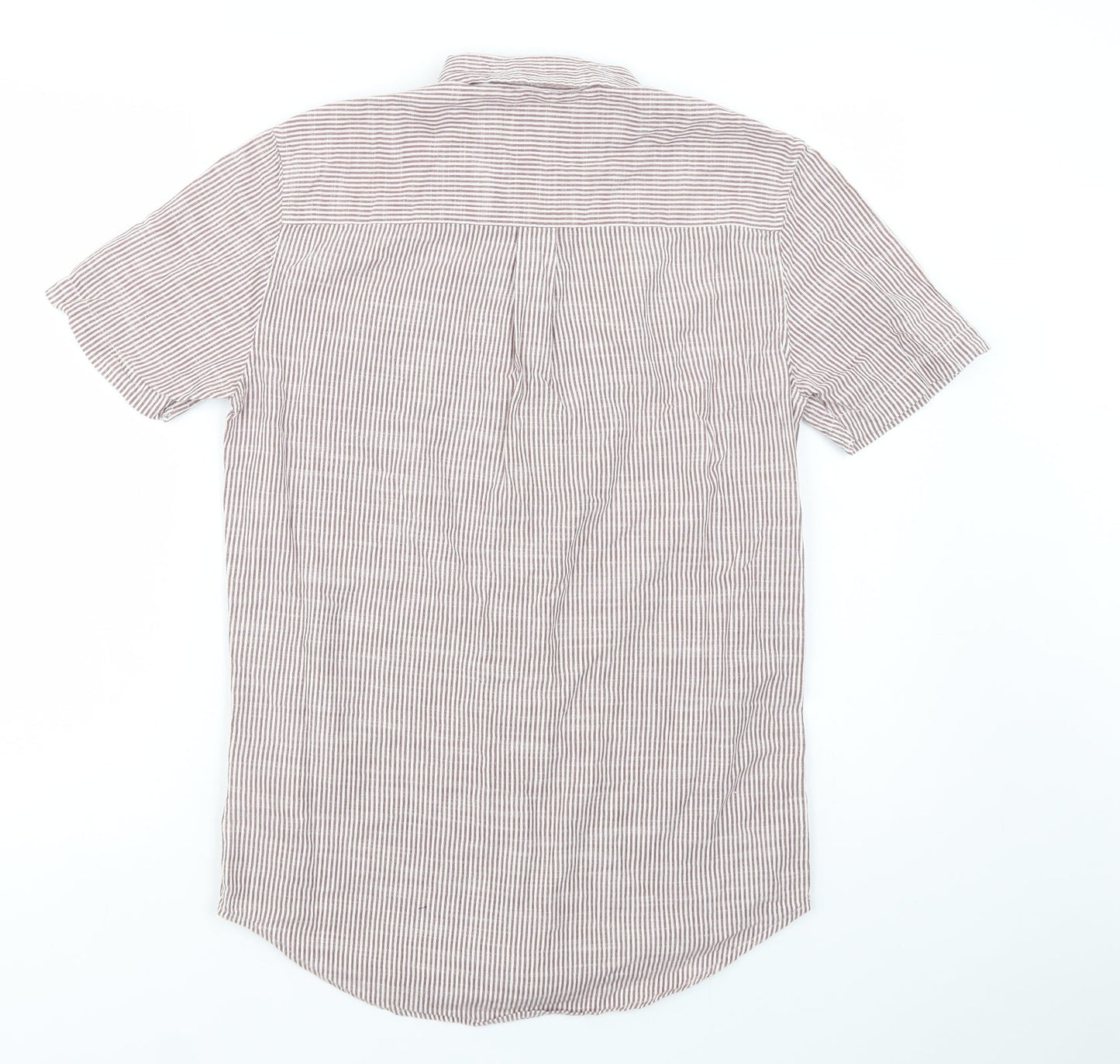 Topman Mens Red Striped Cotton  Button-Up Size S Collared Button