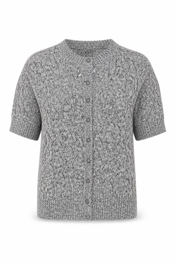 Intown Womens Grey Round Neck  100% Cotton Cardigan Jumper Size M