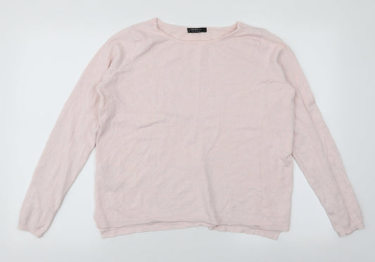 Mango Womens Pink Round Neck  Viscose Pullover Jumper Size S