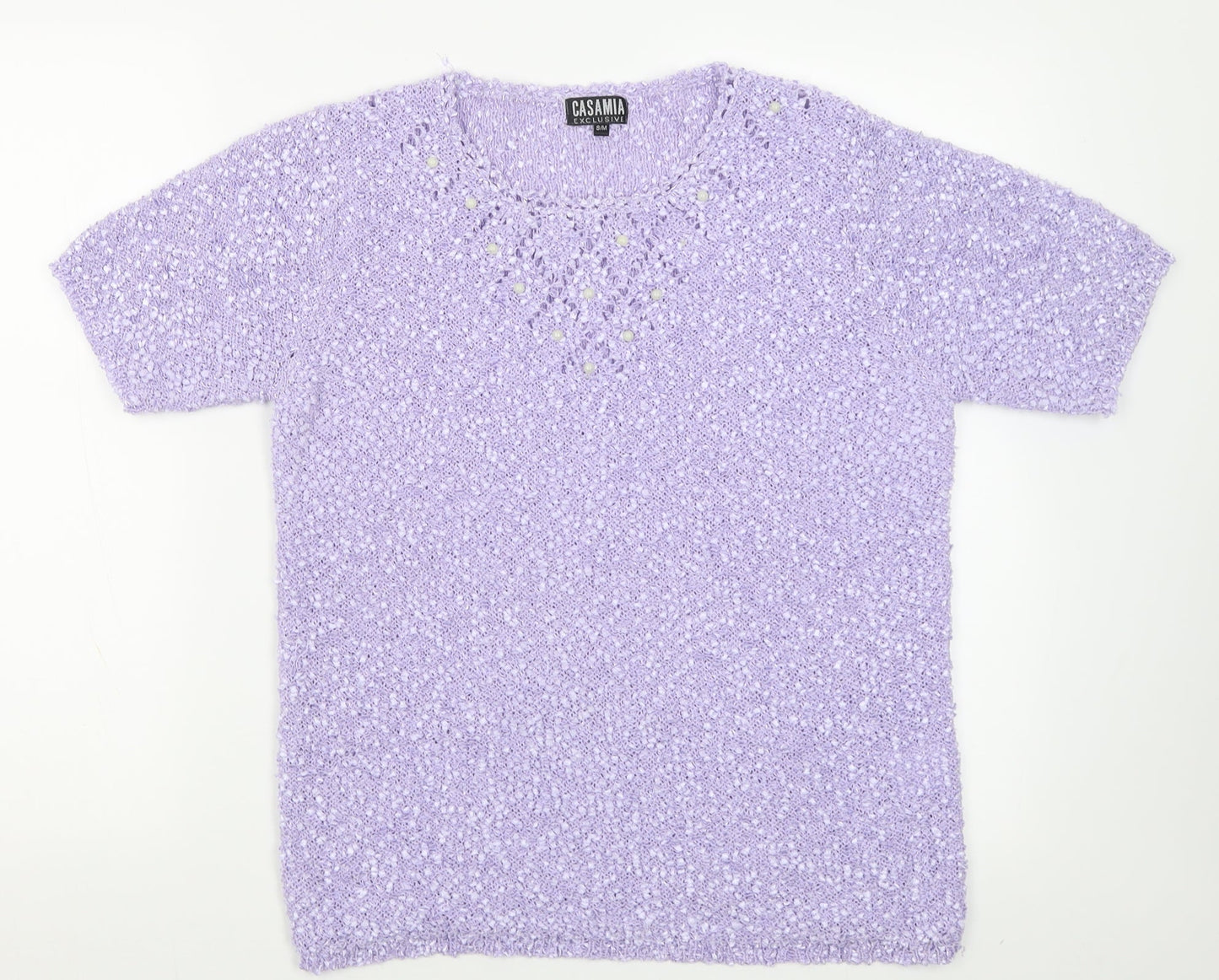 Casamia Womens Purple Collared  Acrylic Pullover Jumper Size S