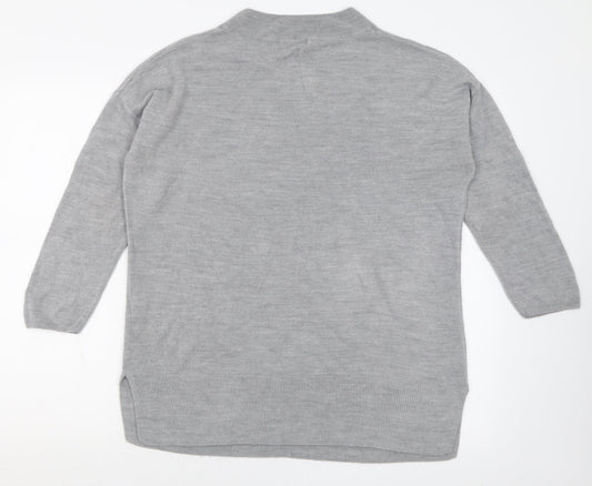 Bonmarché Womens Grey V-Neck  Acrylic Pullover Jumper Size M