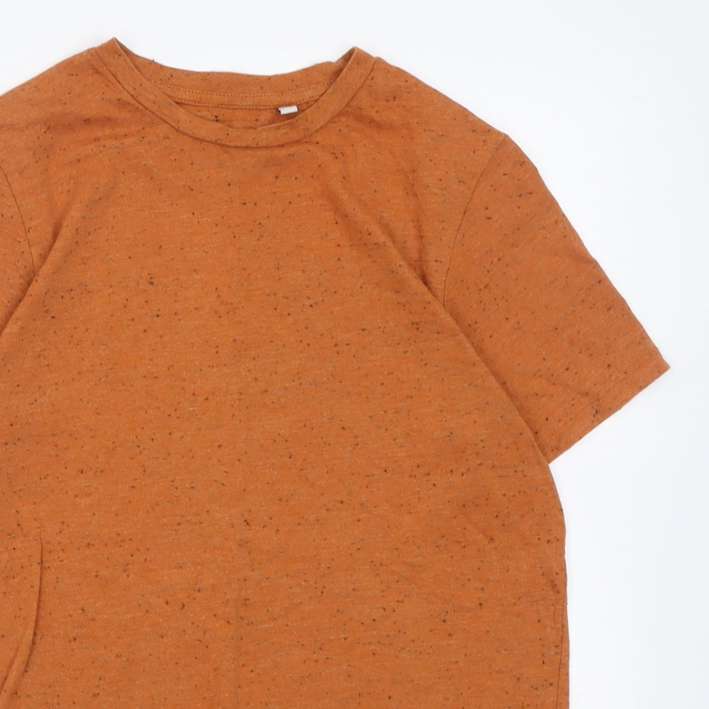 F&F Boys Orange  Polyester Basic T-Shirt Size 11 Years Crew Neck Pullover - Flecked