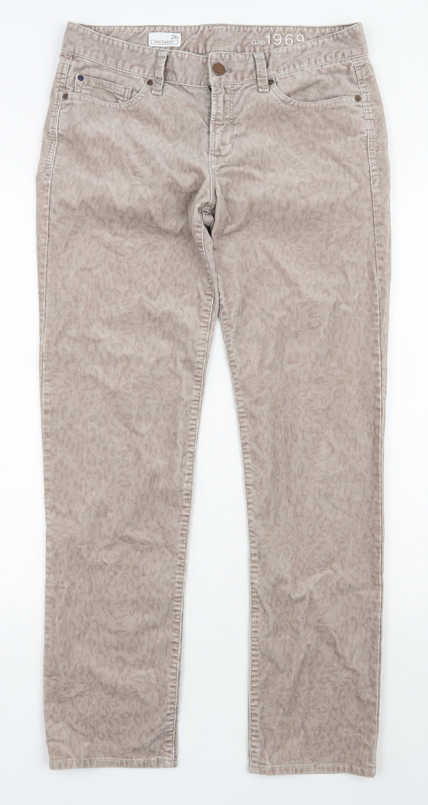Gap Womens Beige Animal Print Cotton Straight Jeans Size 30 in L29.5 in Regular Zip