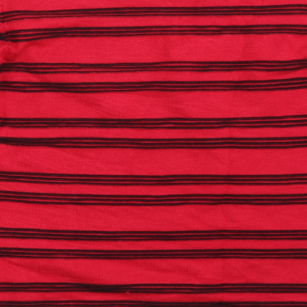 Paramour  Womens Red Round Neck Striped Acrylic Pullover Jumper Size M