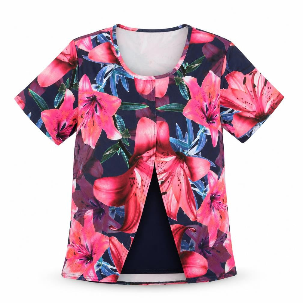 Gerard Womens Multicoloured Floral Polyester Basic T-Shirt Size 12 Scoop Neck